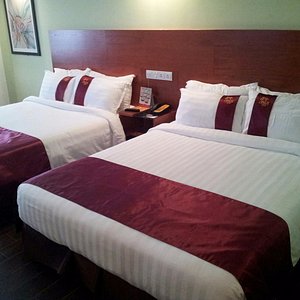 The comfortable bedding and pillows with fresh clean sheets