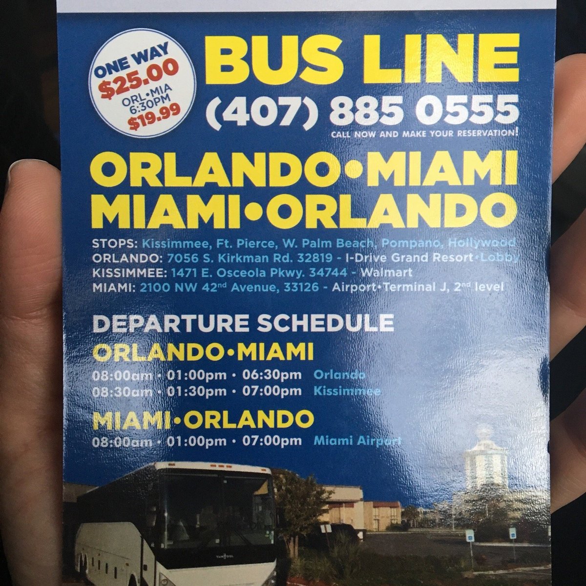 From Miami: Bus transfer to Orlando Theme Parks