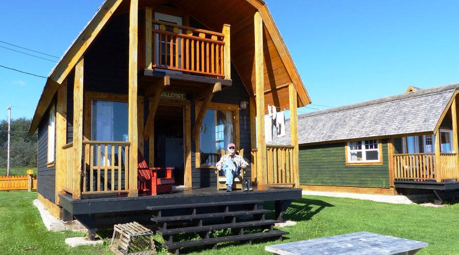 Sitting on the comfortable porch of our chalet.