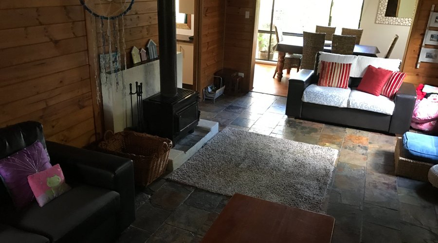 Entrance lounge, wood burner