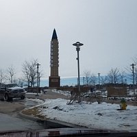large monument and parking