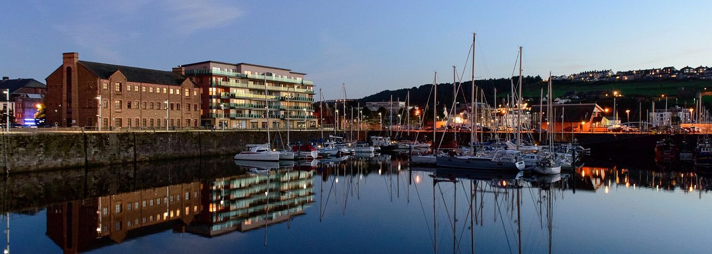 Evening view of the marina in Whitehaven