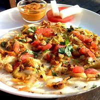 Vegetable Chatamari - rice pancake with vegetable topping.