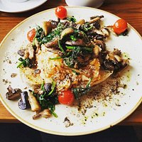 Wild Mushrooms, Scrambled egg, Toasted bloomer, Cherry tomatoes