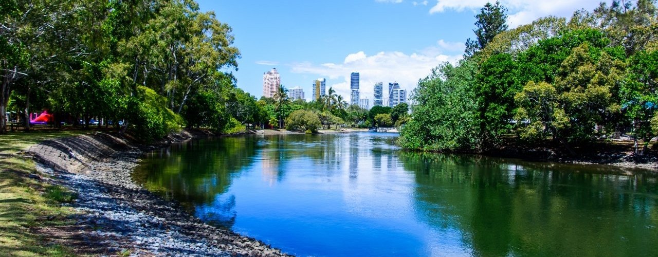 The park is hedged in by water and is peaceful and beautiful