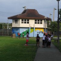Park area, soccer field