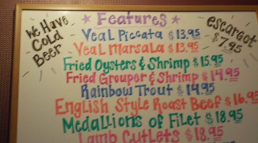 Manny & Isabella's Specials Menu