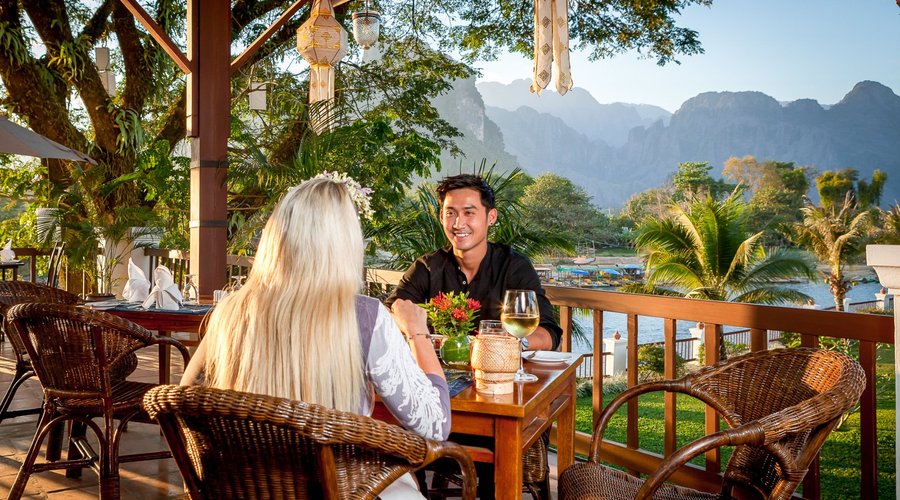 Early dinner facing the view