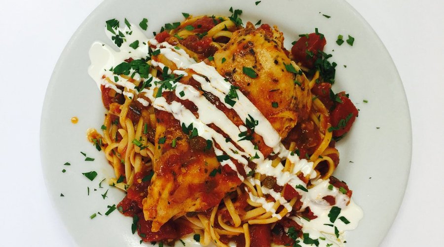 CAjun Chicken with Creole Red Sauce and PastaC