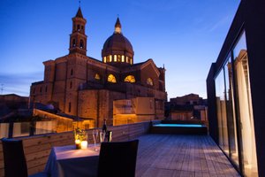 Alba Palace Hotel in Sicily, image may contain: Cathedral, Bell Tower, Spire, City