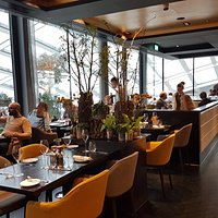 Restaurant interior with views out