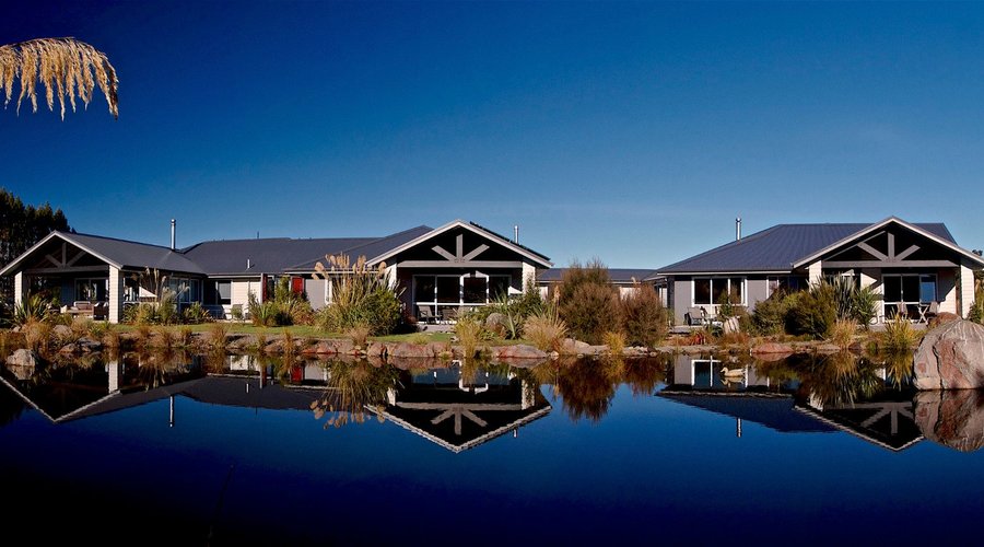 Guest suites are overlooking the pond towards Mt Ruapehu