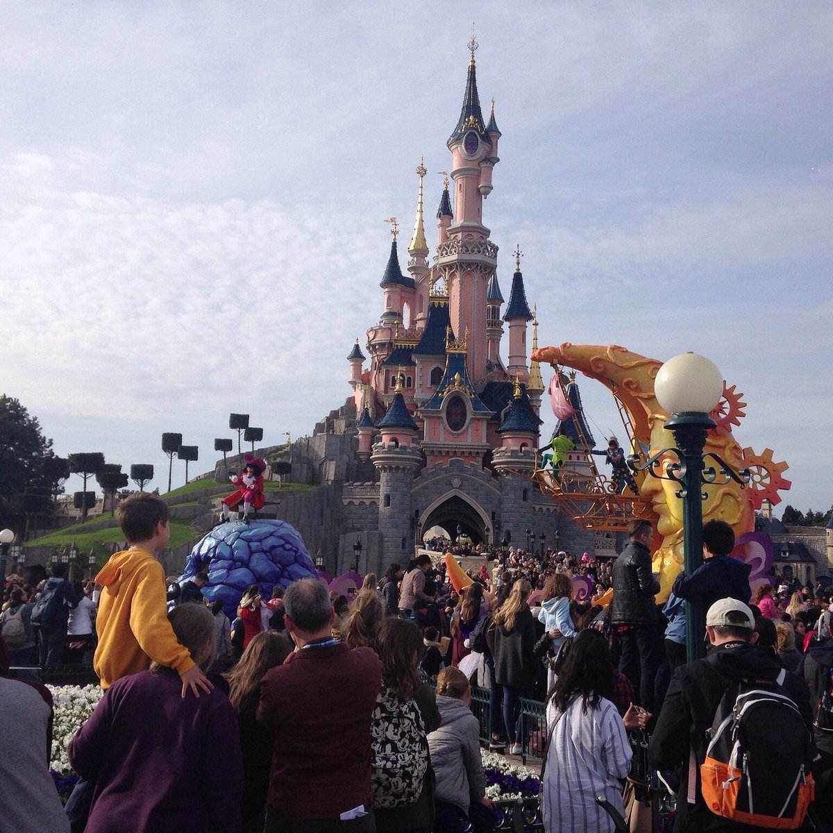 Night performances near Sleeping Beauty castle in Disneyland Paris. Disneyland  Paris (Euro Disney Resort) - entertainment resort in Marne-la-Vallee.  Marne-la-Vallee, France. March 30, 2019. Stock Photo