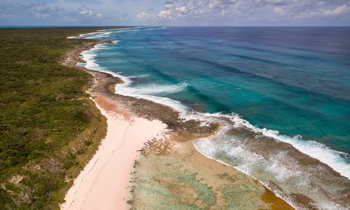 Beach along the sparsely populated island