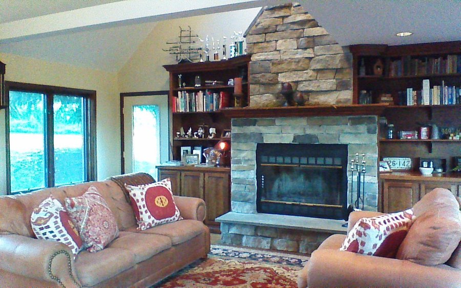 Fireplace and family sitting area.
