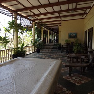 Pool table and veranda.