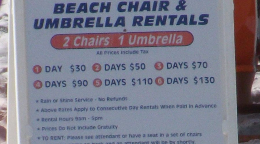 Beach chair & umbrella prices