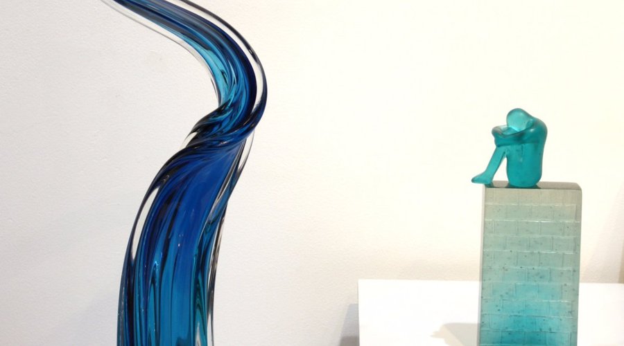 Blown and Cast Glass art made by local glass artists.