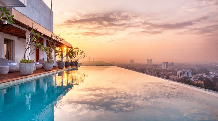 Beautiful sunrises at the rooftop pool