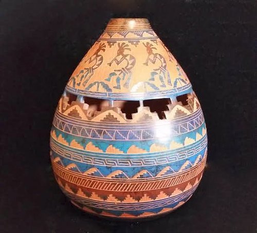 Canoe Star Southwestern Bud Vase -Signed Studio Pottery Vase Hand Painted Mountains Vintage Home Décor