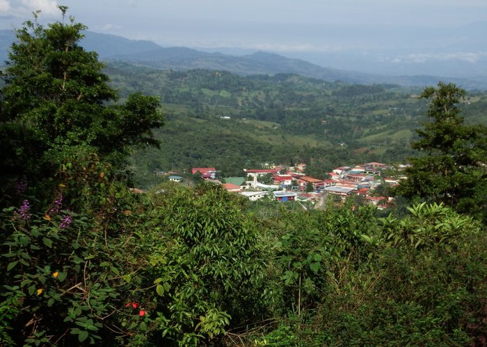 View of downtown San Vito from the Mirador at Finca Cantaros