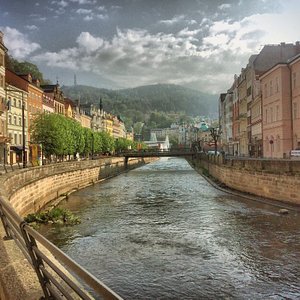 Hotel Embassy in Karlovy Vary, image may contain: Canal, Neighborhood, City, Street