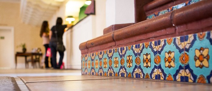 Our beautiful original tile stairs in the lobby. 
