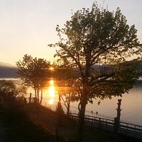 The sunrise was memorable. I love water and trees.