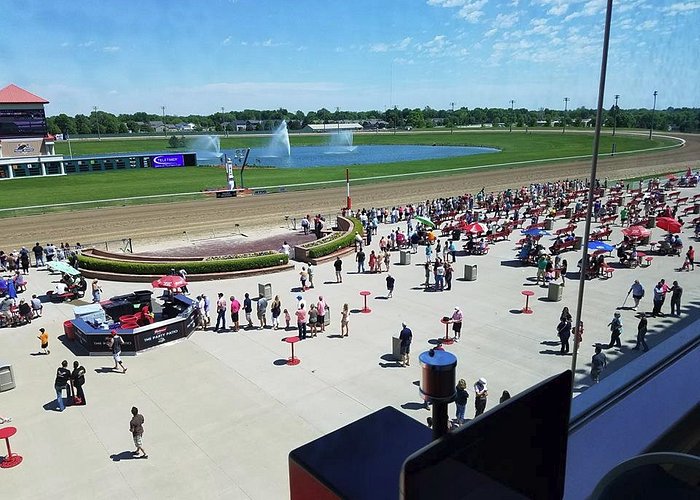 View of outdoor horse racing area from the clubhouse