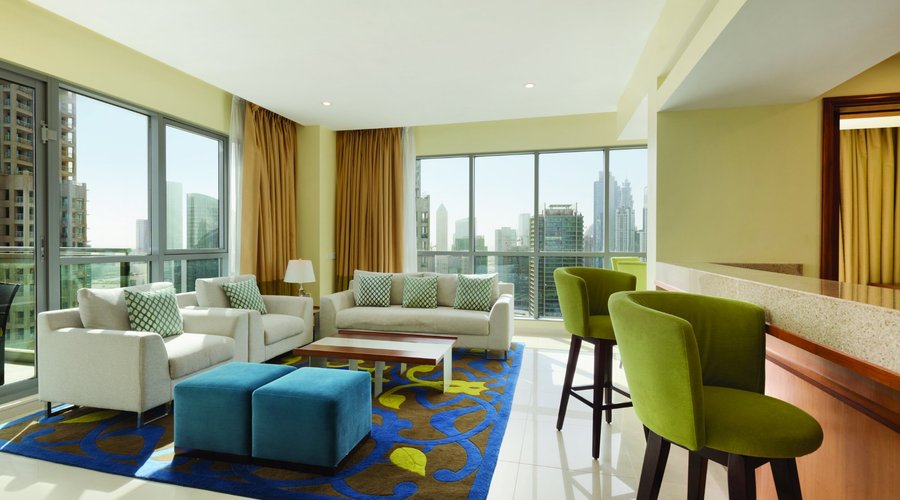 Premium Downtown View: Living Room
