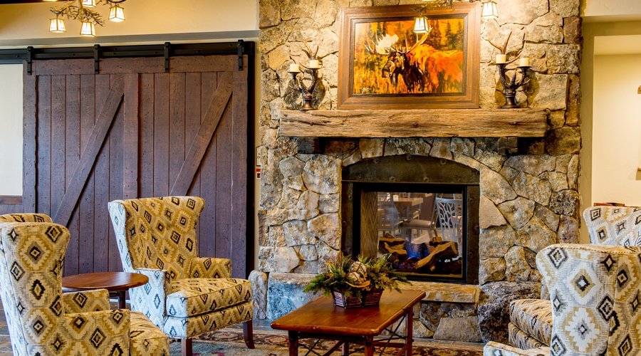 Lobby and Fireplace. #GlacierNationalPark #XanterraTravel
