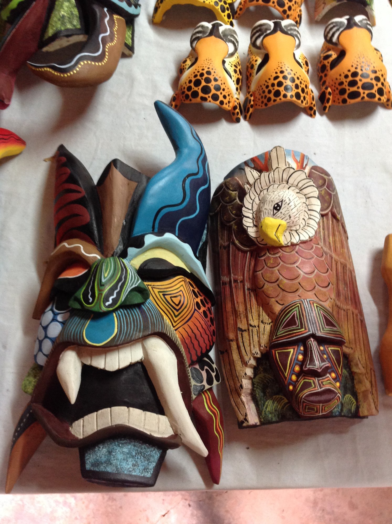 Multicolored Boruca store Devil Mask Hand Carved by Artisans from Costa Rica.