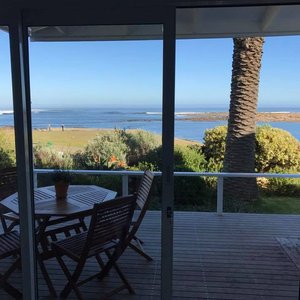 view from cottage overlooking ocean