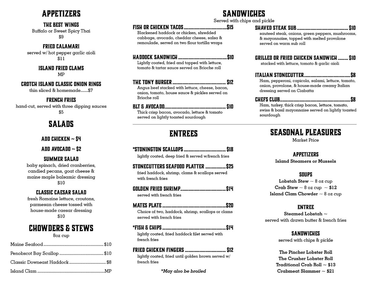 STONECUTTERS KITCHEN, Stonington - Menu, Prices & Restaurant Reviews ...