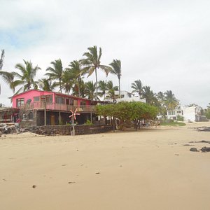 Vista del hotel-restaurante desde la playa.