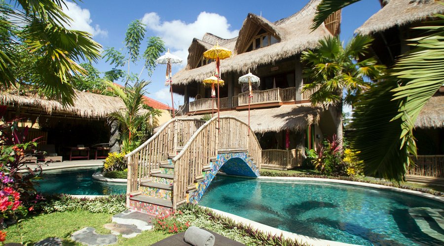 Our swimming pool and Huts!