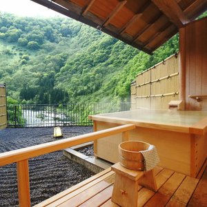 源泉かけ流し露天風呂付き客室（和室）からの眺め