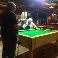 Good game of pool in the huge bar area