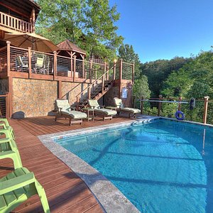 In addition to resort pools, many cabins have private pools that are open Memorial Day- Labor Da