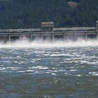 View of Dam from this area, Fort Cascades Historic Site, Columbia River, Washington