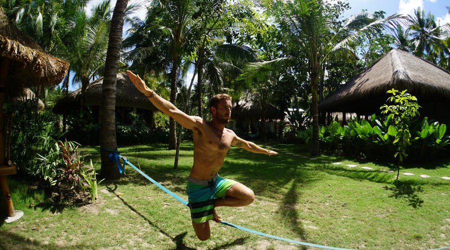 Slackline fun in our garden