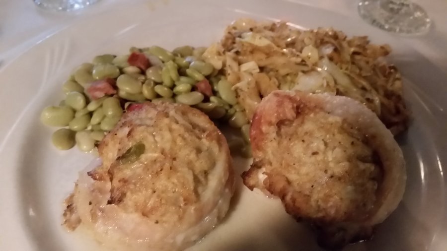 Crab stuffed triplet ail and veggies delicious!