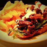 100% NZ Scotch Fillet Beer in our: Club Open Steak Sandwich
