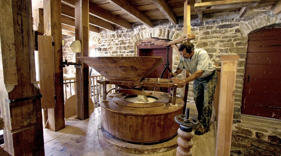 Stone Milling in the Old Stone Mill National Historic Site, Delta, Ontario