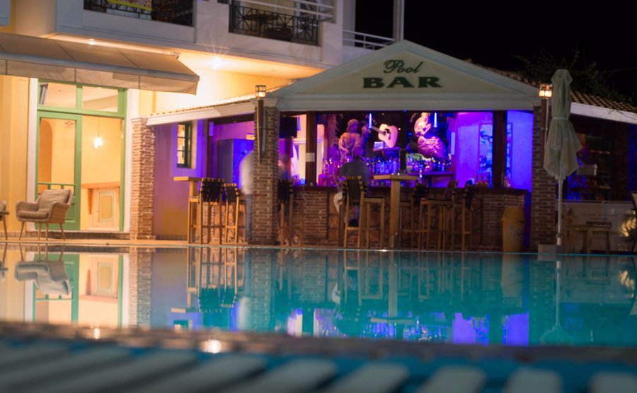 Pool area by night