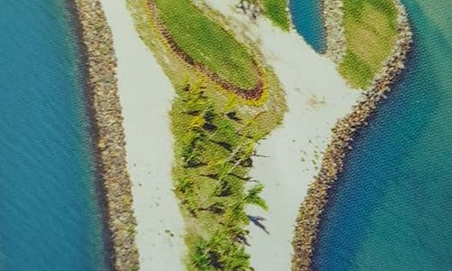 Famous Foot Island on reclaimed land.