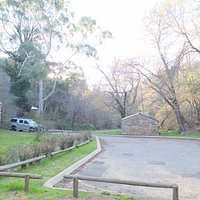 Car park of conservation area and old coach house at Horsnell Gully (track head).