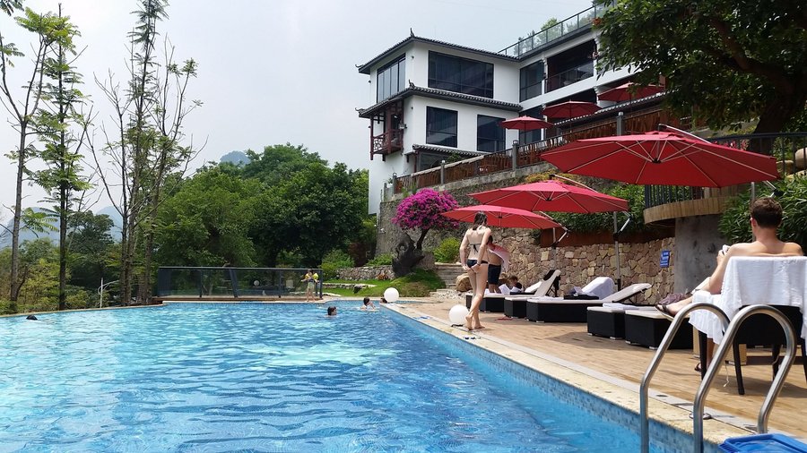 Relaxing by the pool