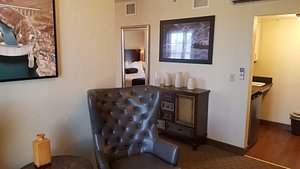 Boulder Dam Hotel in Boulder City, image may contain: Living Room, Monitor, Screen, Couch