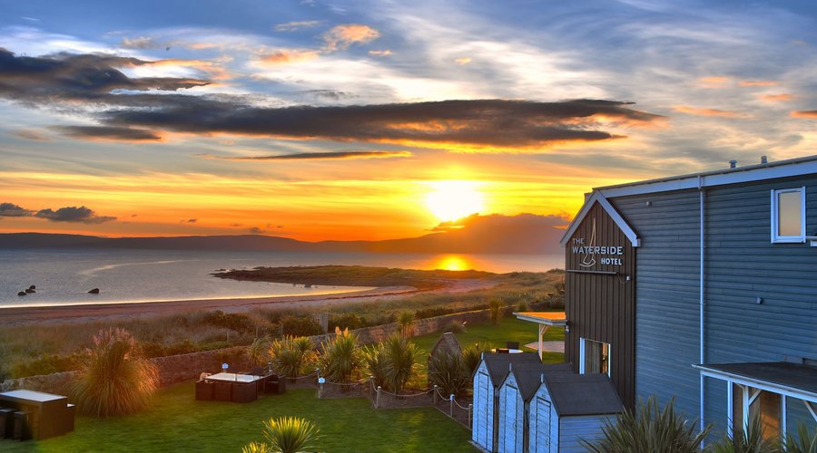 A view of the sunset over Arran from The Waterside 